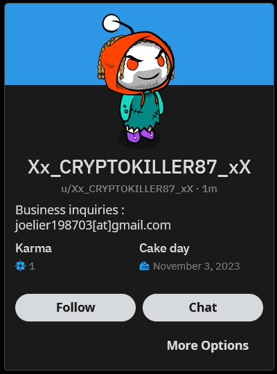 Profil Reddit obtenu